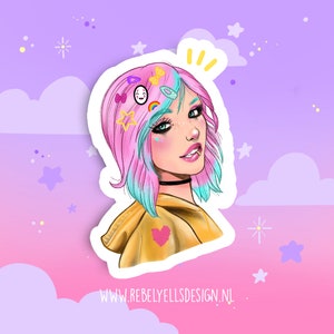 Süße Anime Pierced Gamer Kawaii Girl - Vinyl-Aufkleber - Laptop-Aufkleber