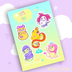 Jaren 80 speelgoed stickersheet - vinyl stickers met schattige kawaii 80s nostalgie - waterproof stickers met lieve illustraties