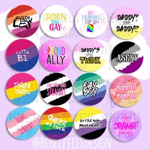 Pulsanti dell'orgoglio LGBTQI+ - Lesbi Gay Bi Trans Queer Inter Twink Daddy Mommy Drama