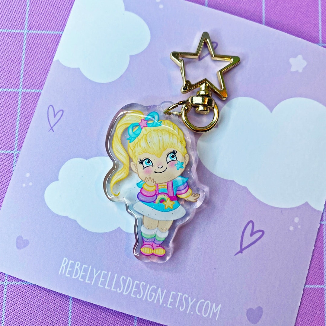 Cut Rainbow Fanart Keychain Kawaii Cute 80's Hanger Acrylic Resin Dome ...