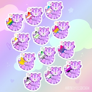 LGBTQ+ Stickers - Pride Stickerpack - Cute Kawaii Cat Sticker - Rainbow Lesbian Transgender Bisexual Nonbinary Agender Pansexual Intersex