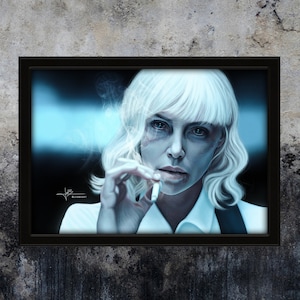 LOIRA ATÔMICA | A4 | 13x18cm | Desenho | Charlize Theron | Impressão de arte digital | Fanart | Obra de arte