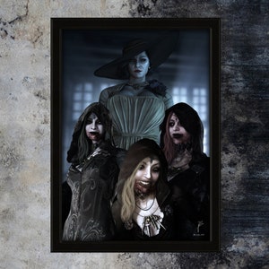 CASTLE DIMITRESCU | A3 | Drawing | Resident Evil 8 Village | Alcina | Bela | Daniela | Cassandra | Digital Art Print | Fanart | Artwork |
