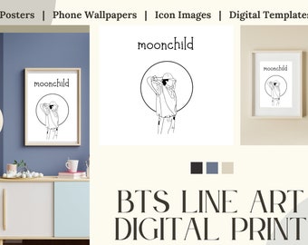 Stampa digitale RM / Poster Namjoon Mono Moonchild / Arte murale K-Pop, Fan art BTS, Poster BTS stampabile, Opera d'arte di Kim Namjoon