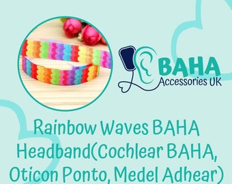 BAHA Accessories UK - Rainbow Waves Headband (Cochlear BAHA, Oticon Ponto & Medel Adhear)