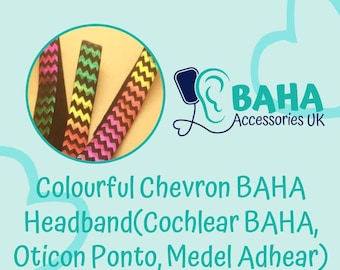 BAHA Accessories UK - Colourful Chevron Headband (Cochlear BAHA, Oticon Ponto & Medel Adhear)