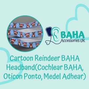 BAHA Accessories UK - Cartoon Reindeer Headband (Cochlear BAHA & Oticon Ponto)