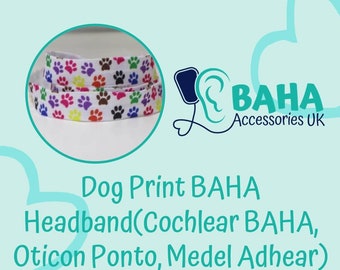 BAHA Accessories UK - Dog Prints Headband (Cochlear BAHA & Oticon Ponto)