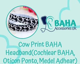 BAHA Accessories UK - Cow Print Headband (Cochlear BAHA, Oticon Ponto & Medel Adhear)