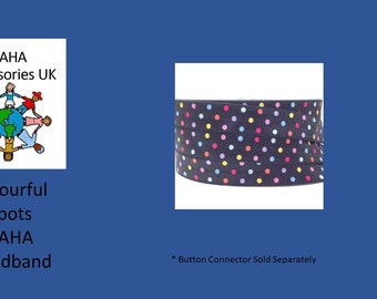 BAHA Accessories UK - Colourful Spots Headband (Cochlear BAHA, Oticon Ponto & Medel Adhear)
