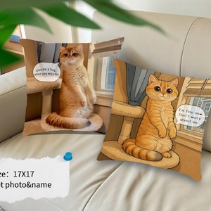 Individuelles Haustierkissen mit Haustierfoto, verwandeln Sie Haustierfotos in Cartoons, Geburtstagsgeschenk, Welpen-Erinnerungskissen, Kissen zur Erinnerung an Hund/Katze.