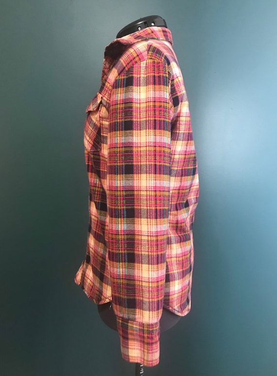 Vintage 1980s Plaid Flannel quilted jacket coat S… - image 4