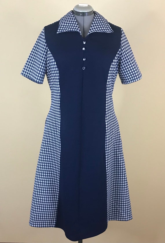 Vintage 1960s 1970s Gingham Plaid Dress XL Women’… - image 3