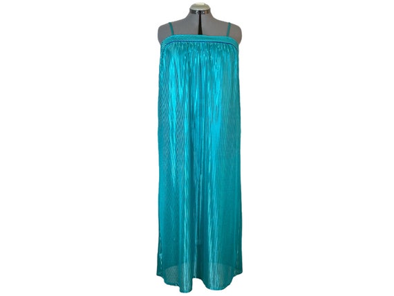 Vintage 1980s 70s Aqua Green Blue Purple Negligee… - image 1