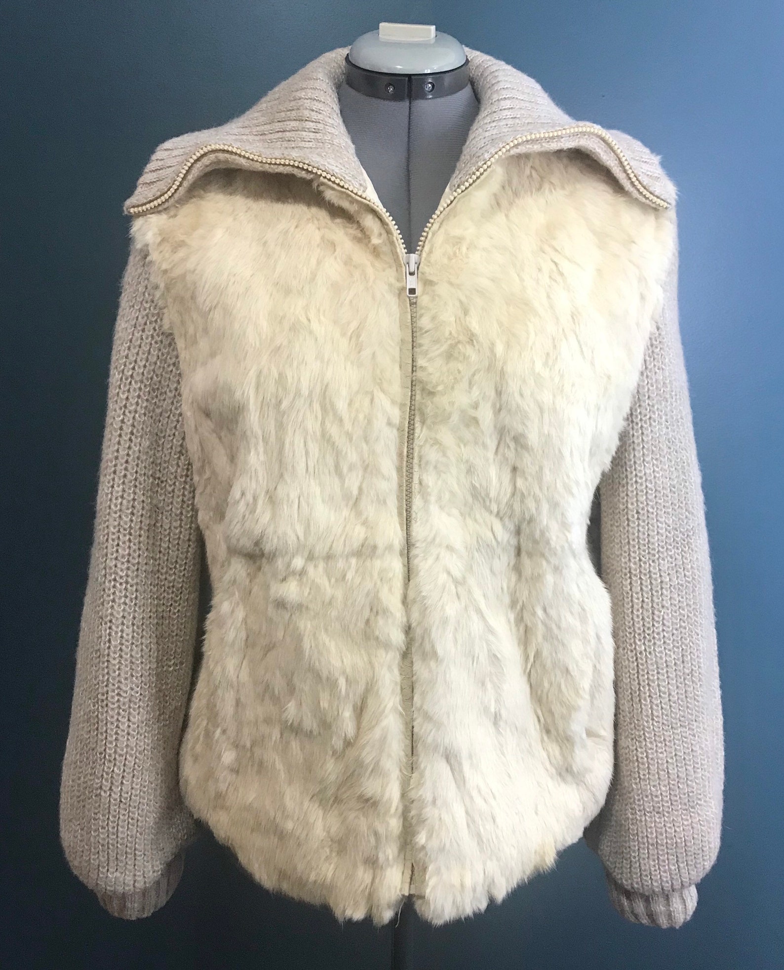 Vintage 1960s Rabbit Fur Ivory White Sweater Jacket Vest Coat - Etsy