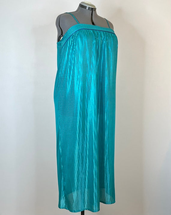 Vintage 1980s 70s Aqua Green Blue Purple Negligee… - image 7