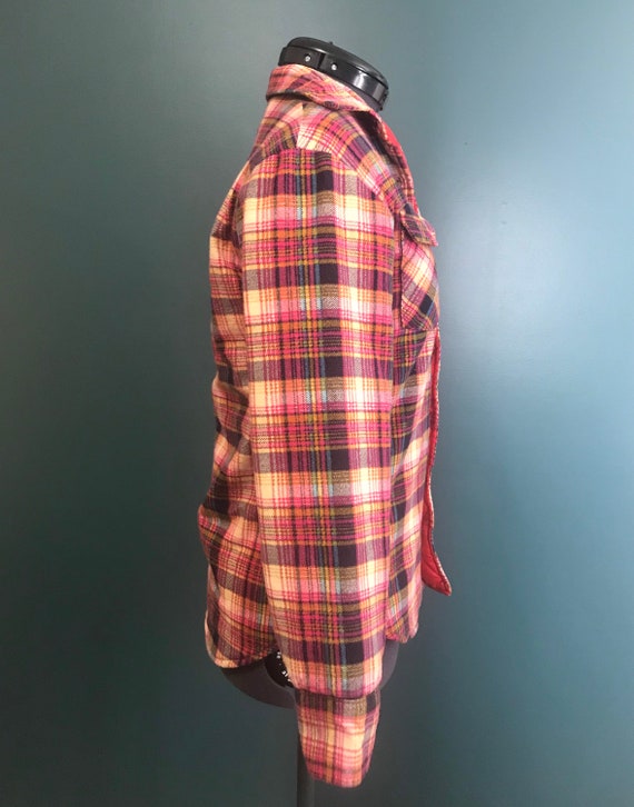 Vintage 1980s Plaid Flannel quilted jacket coat S… - image 6