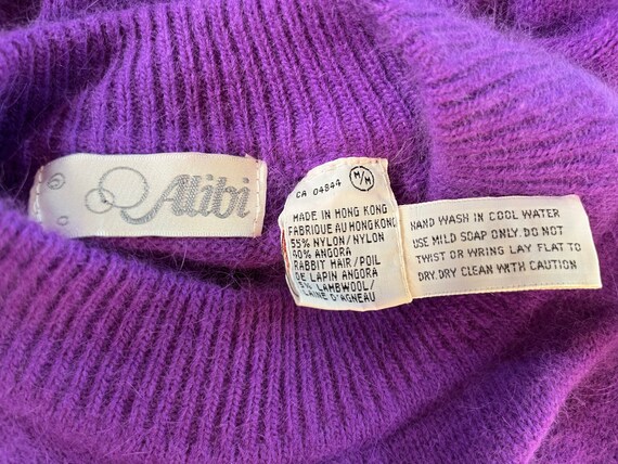 Vintage 1990s Angora Rabbit Hair Wool Purple Swea… - image 9