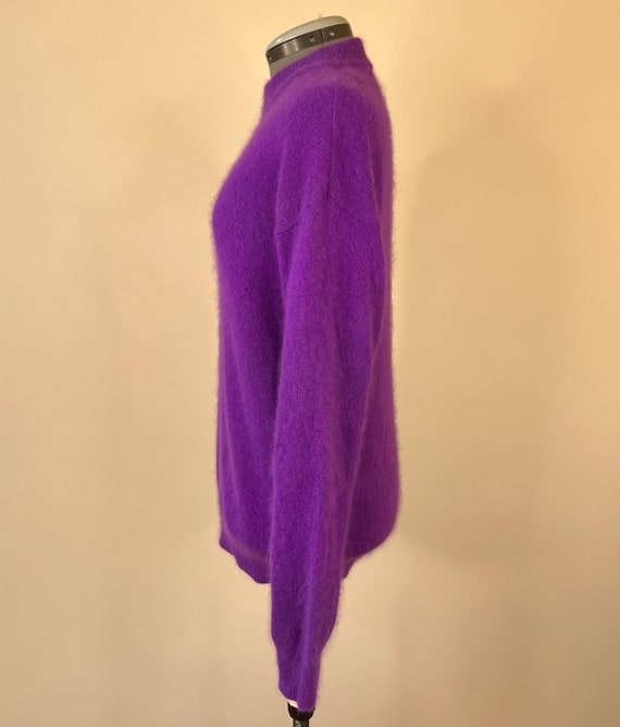 Vintage 1990s Angora Rabbit Hair Wool Purple Swea… - image 5