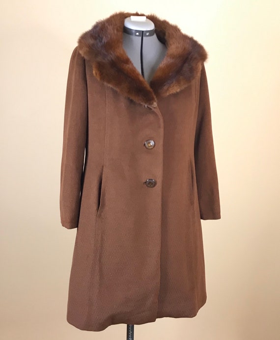 Vintage 1950s 1960s Fox Fur pea Coat Genuine 60s … - image 3