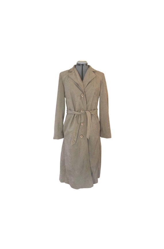 Vintage 1970s Soft Faux Suede Trenchcoat coat jack