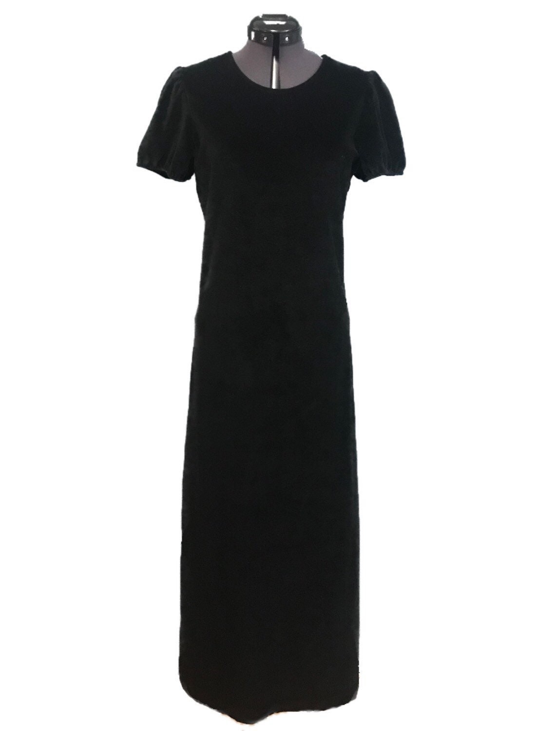 Vintage 1970s Velvet Velour Black Long Dress Gown Puffed - Etsy