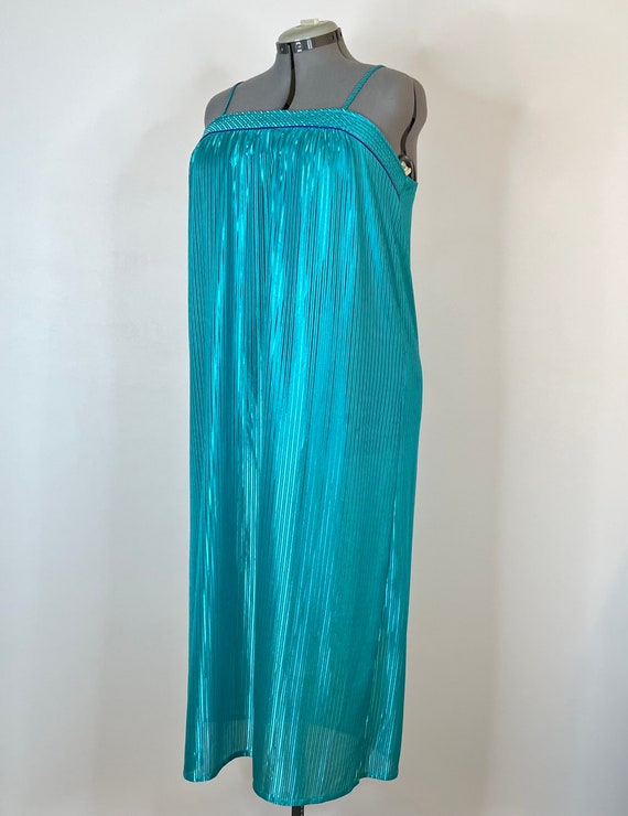 Vintage 1980s 70s Aqua Green Blue Purple Negligee… - image 3