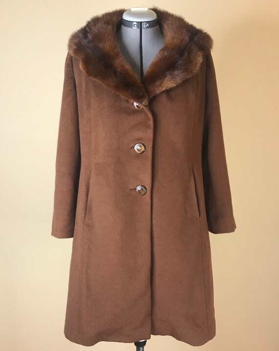 Vintage 1950s 1960s Fox Fur pea Coat Genuine 60s … - image 2