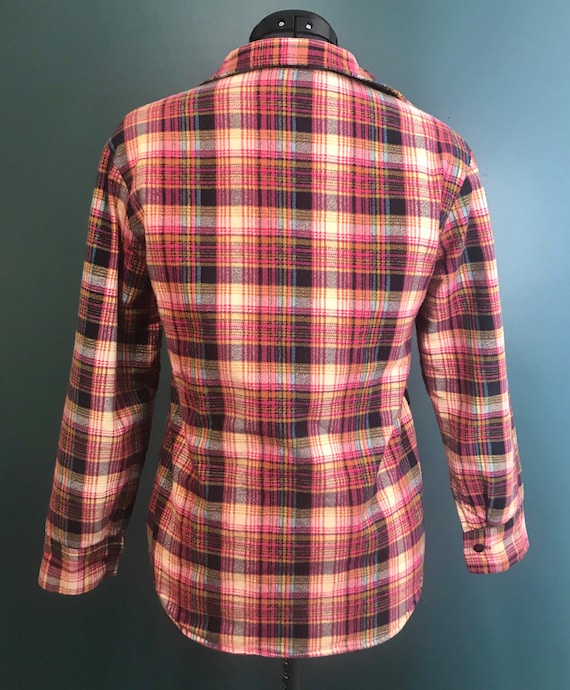 Vintage 1980s Plaid Flannel quilted jacket coat S… - image 5