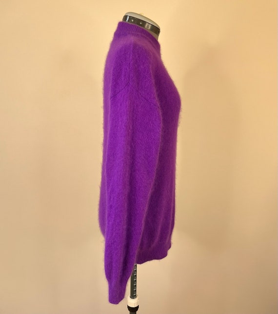 Vintage 1990s Angora Rabbit Hair Wool Purple Swea… - image 7