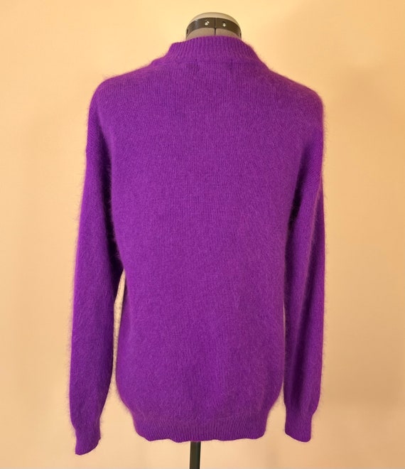 Vintage 1990s Angora Rabbit Hair Wool Purple Swea… - image 6