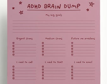 ADHD Brain Dump Planner | Digital ADHD Organizer for Focus and Mental Clarity | Goal Setting, To-Do List and Productivity Template