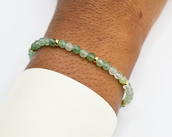 Natürliches Aventurin Damenarmband - grüne facettierte Perlen - raffinierter handgefertigter Schmuck - elegantes Armband aus feinen Steinen Weihnachtsgeschenk
