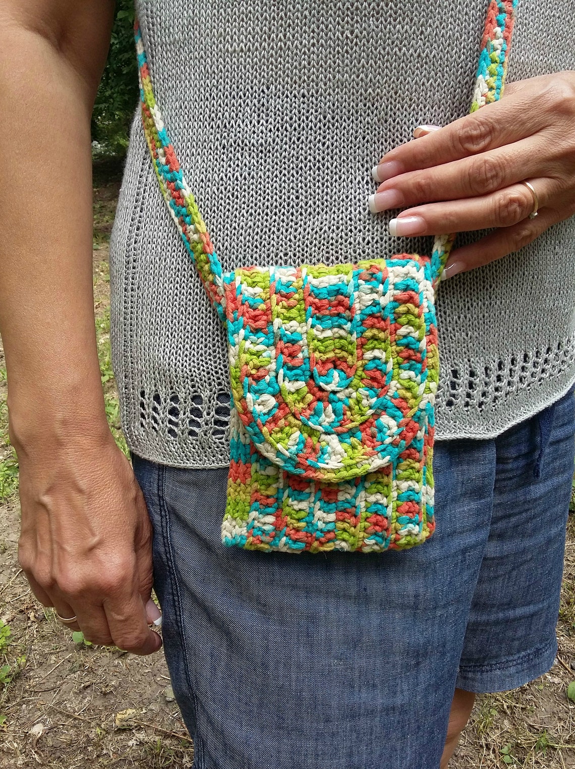 Crochet Mobile Phone Bag Crochet Cell Phone Bag with | Etsy
