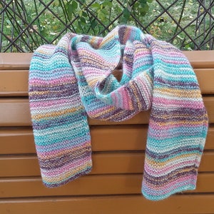 Handmade Multicolor Mohair Scarf: Fluffy Knitted Winter Scarf