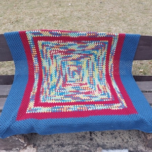 Crochet Bady Blanket Handmade 40&quot; x 40&quot;/ 100 cm x 100 cm - Colorful Square Plaid Retro Granny Blanket Gifts