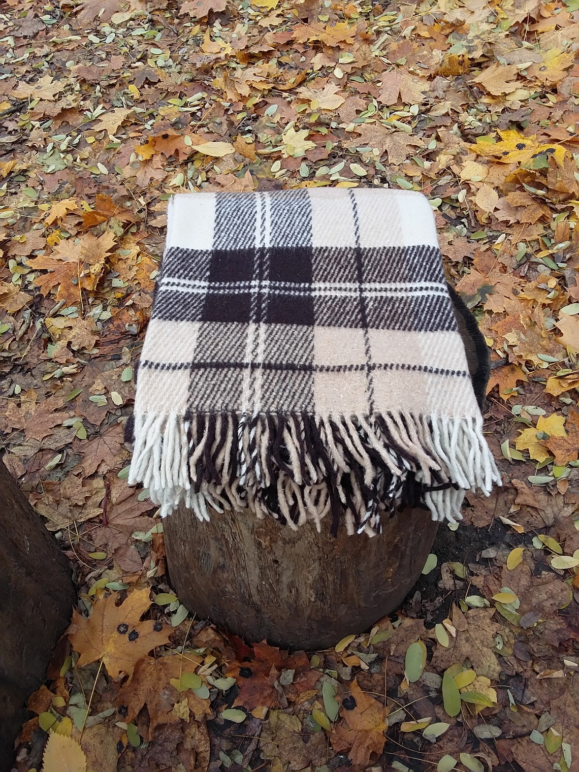 Brown Wool Throw Blanket Plaid 51 x 73/130 cm x Etsy