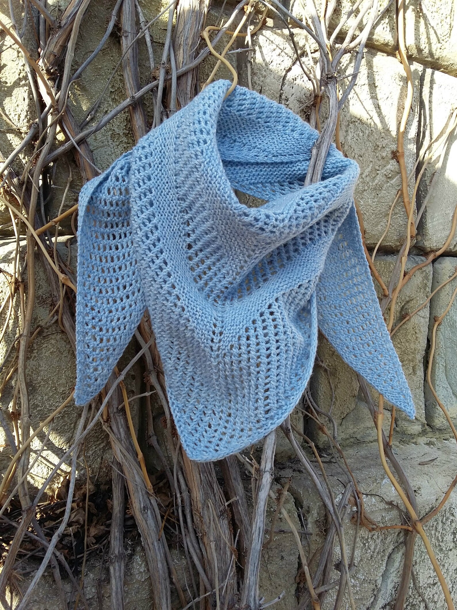 Blaues Dreieck Schal stricken 54 x 185 Openwork | Etsy