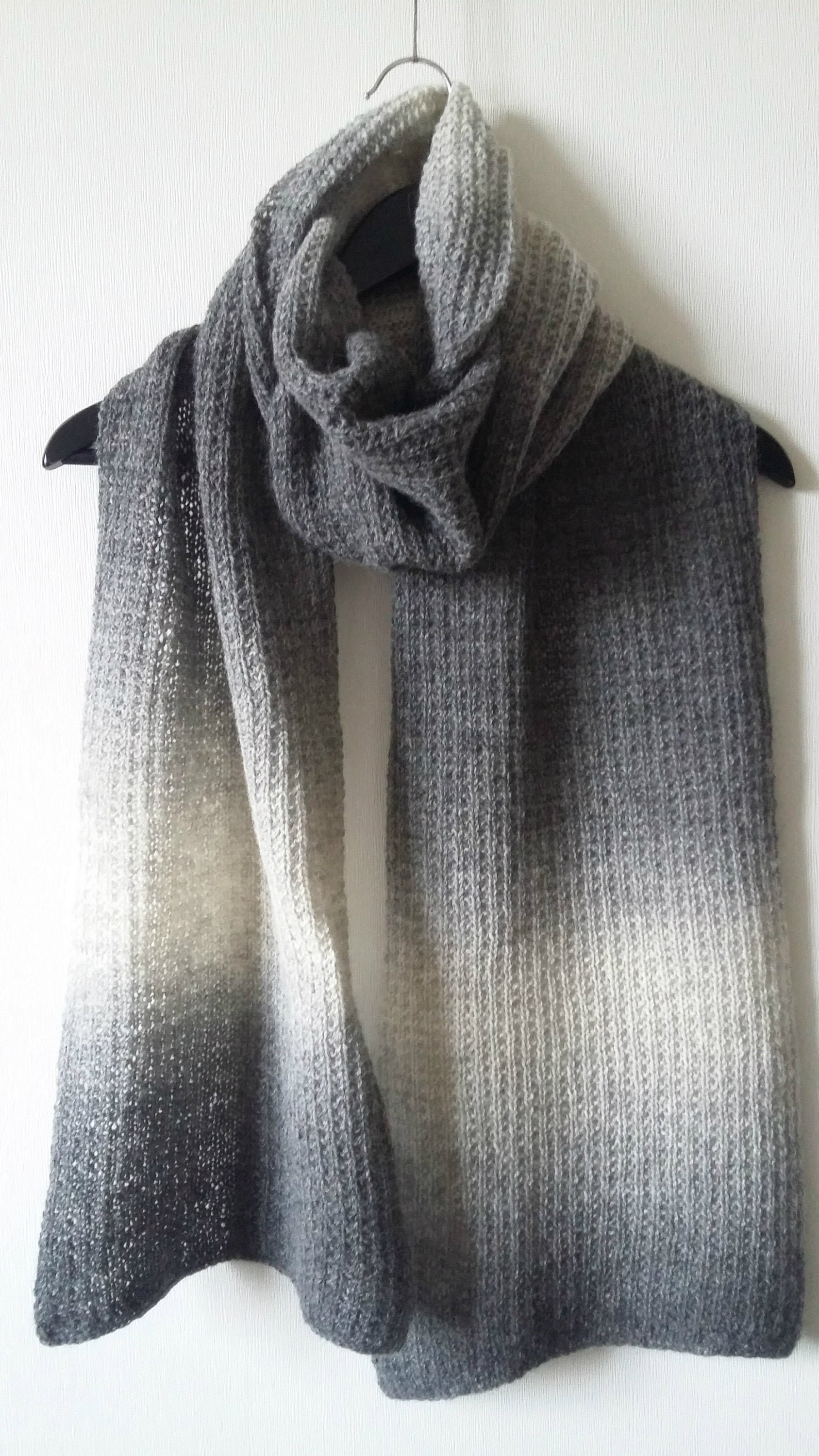 Gray Blanket Scarf Knit 83.5 x 12 Handmade 100 Etsy