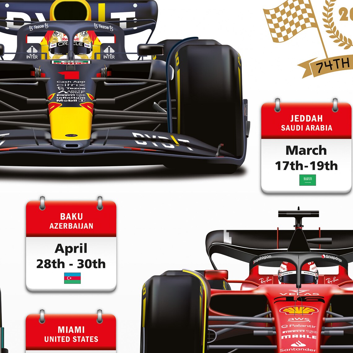 Formula 1 2023 Season Fixtures Calendar Dates With Team Cars Etsy Canada