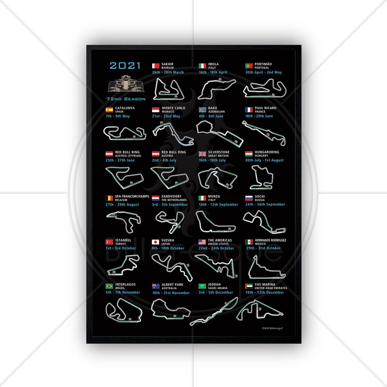 F1 2021 Impact Wall Calendar F1 Wall Art Etsy