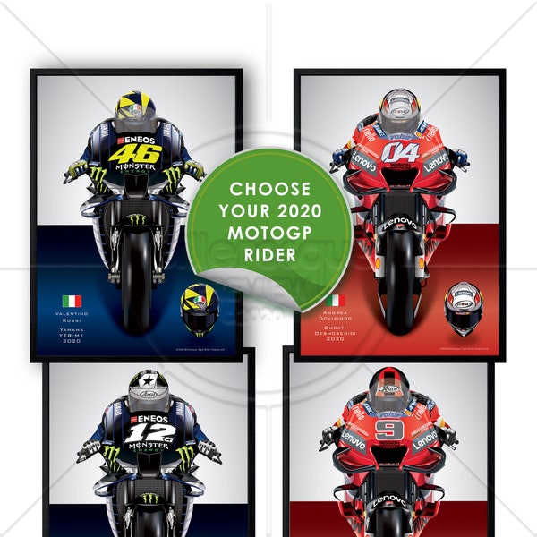 MotoGP Rider's Bikes 2020 - Moto GP Wall Art Poster Illustratie