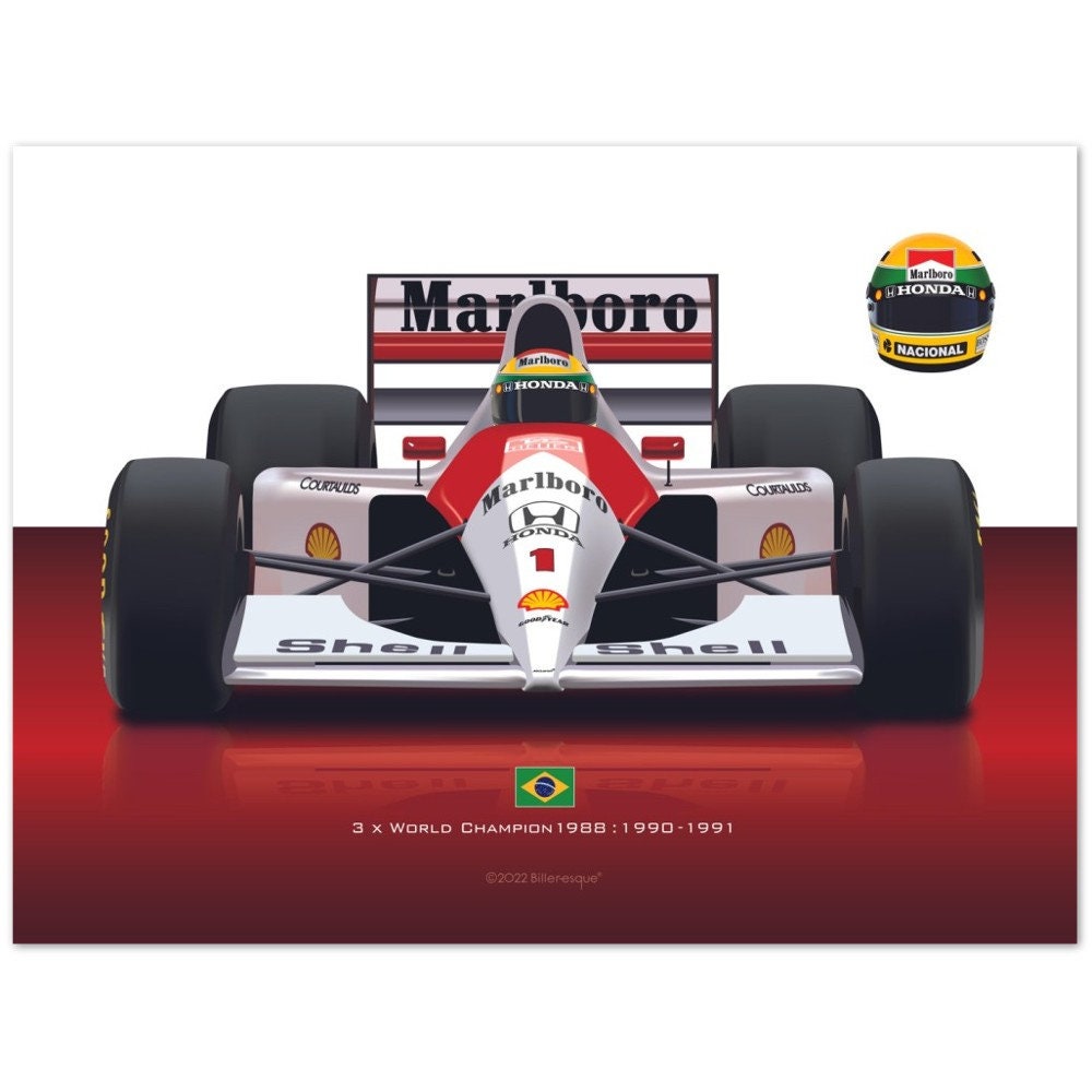 Ayrton Senna Formula 1 Driver 1991 Mclaren F1 Grand Prix Etsy Uk