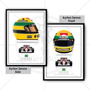 Ayrton Senna's iconic racing helmet Formula 1 1991 McLaren - F1 Grand Prix Wall Art Poster Illustration