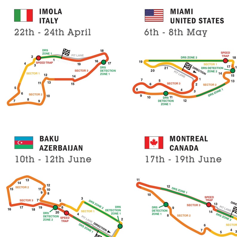 Formula 1 2022 Detailed Wall Calendar F1 Wall Art on Dark or Etsy