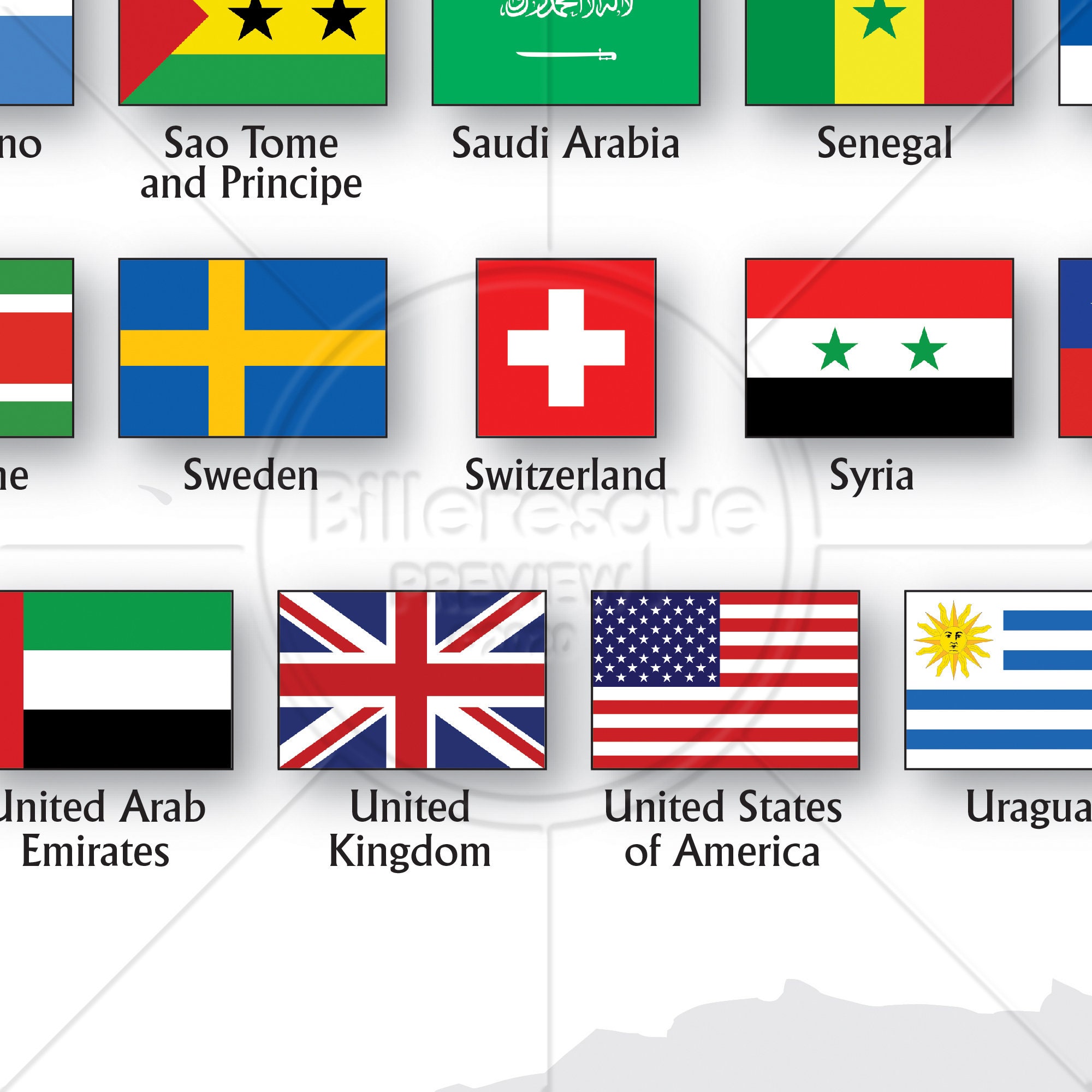 World Flags Chart and Map Wall Art Poster Illustration Etsy UK