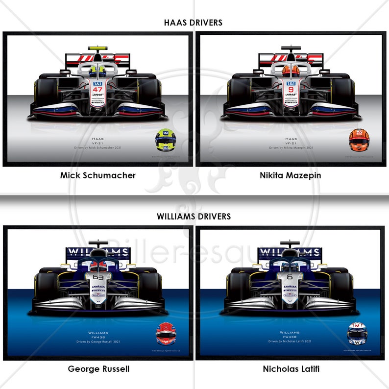 Formula 1 2021 Racing Car Drivers Grand Prix F1 Wall Art Etsy