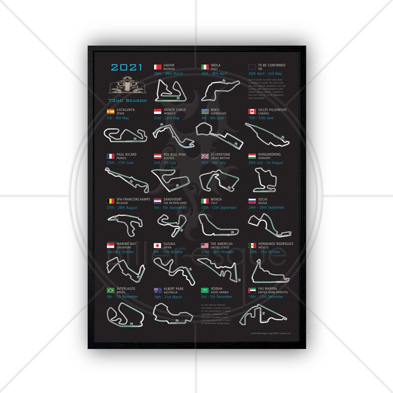 F1 2021 Impact Wall Calendar F1 Wall Art | Etsy