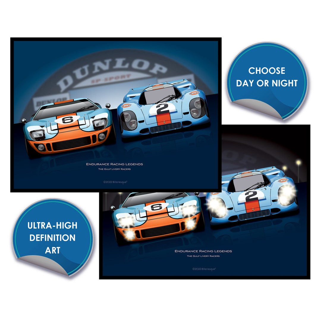 Le Mans Racing Poster Ford GT40 Porsche 917 Gulf Livery Print - Etsy UK