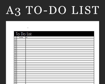 To-Do List with checkboxes | vertical planner insert page | A3 size PDF | minimal task planner